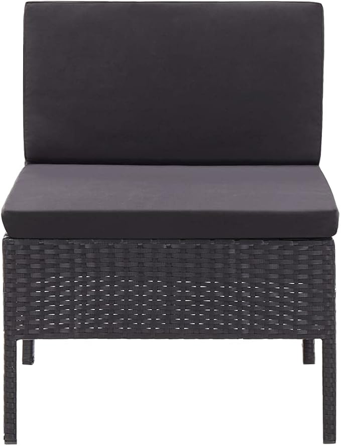 Patio Lounge Set with Cushions,Outdoor Furniture,Outdoor Furniture Sets,Patio Conversation Sets,for Garden,Deck,Backyard,3 Piece Poly Rattan Black