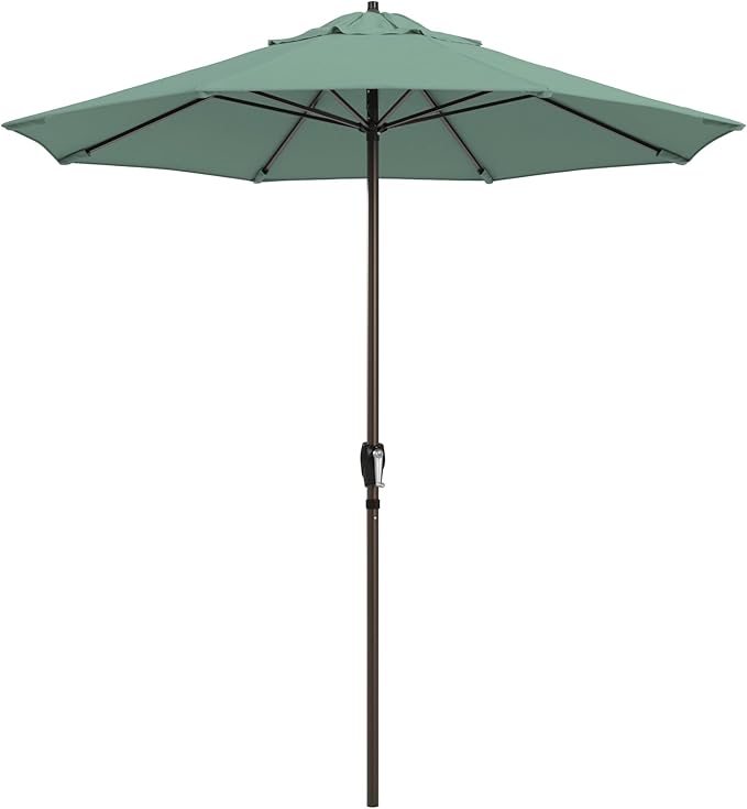 California Umbrella 10-Year Protection 7.5 Ft Outdoor Patio Umbrella, Pacifica Fade-Resistant Fabric, Auto-Tilt, Heavy Duty Aluminum Frame, 8 Reinforced Ribs for Pool or Deck, Bronze Pole, Spa