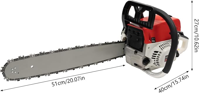 20-Inch Gasoline Chainsaw, 52CC 2000W 2-Stroke Portable Gas Powered Chain Saw, 7500RPM High Speed Single Cylinder Air-Cooled Cordless Hand Pull Start Chainsaw for Wood Cutting Gardening