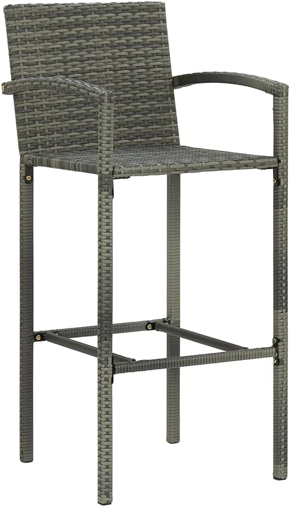 Patio Bar Set with Cushions,Garden Table and Chairs Sets,Garden Conversation Sets, Outdoor Patio Furniture,for Patio,Backyard,Garden,3 Piece Poly Rattan Gray