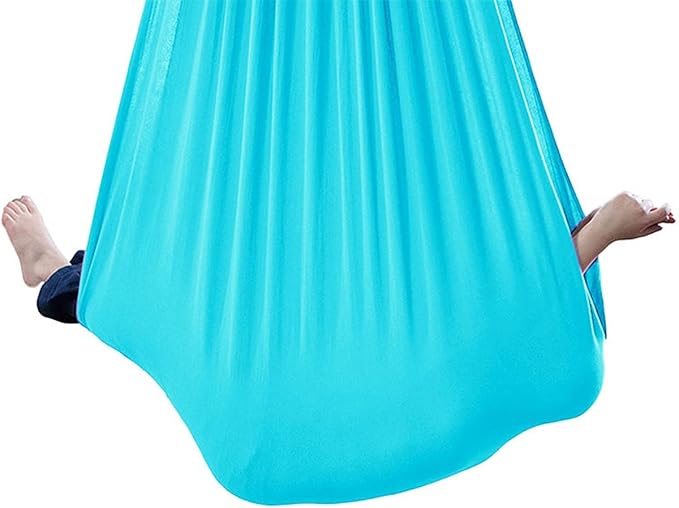 Sensory Swing for adults Indoor kids Therapy Swing Soothing Calming Snuggle Hammock durable soft strong fabric swing Beneficial to child's spatial awareness ( Color : Lake blue , Size : 1.5M x 2.8M )