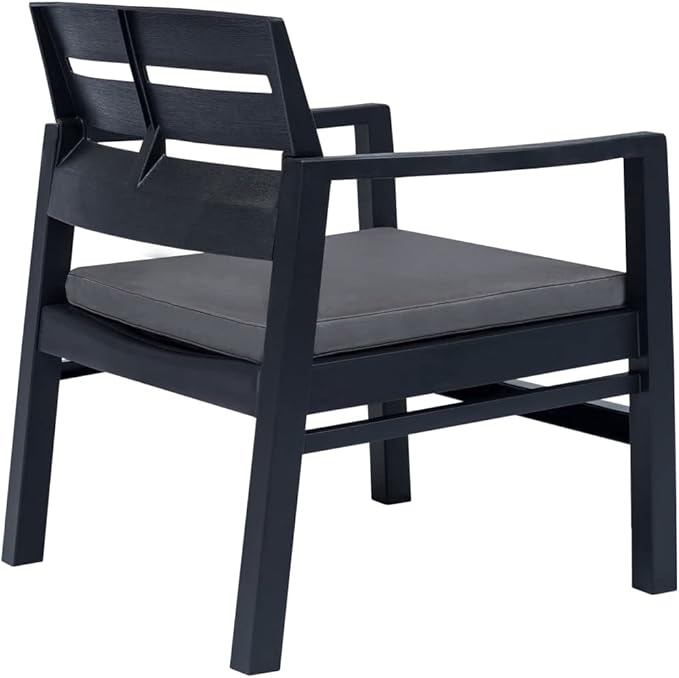 Patio Lounge Set with Cushions,Outdoor Tables and Chairs,Outdoor Furniture Sets,Patio Conversation Sets,for Garden,Deck,Backyard,3 Piece Plastic Anthracite