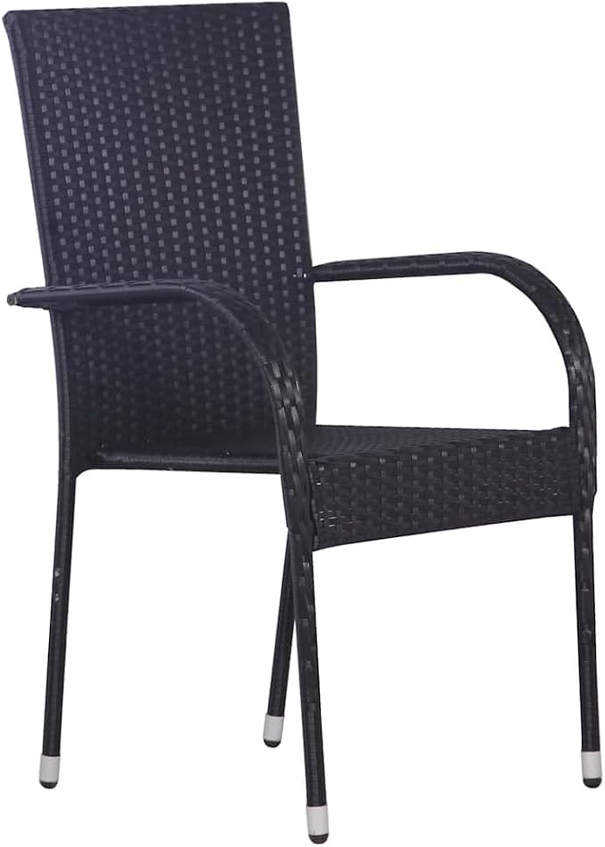3 pcs Set Patio Dining Set & Balcony Furniture Black Poly Rattan Outdoor Patio Furniture Set Patio Conversation Set for Backyard Front Porch Lawn 43.3 x 20.9 x 28.3 in