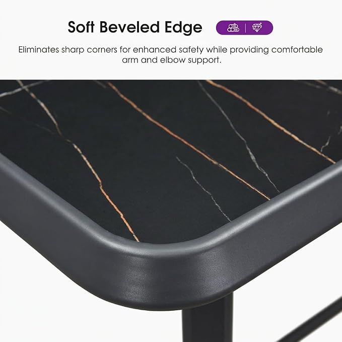 PURPLE LEAF Outdoor Bar Table Rectangular Bar High Pub Dining Table with Waterproof Tabletop for Patio Garden Balcony Dark Grey