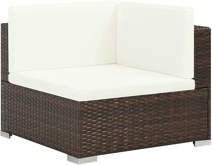 vidaXL Patio Furniture Set 6 Piece, Patio Conversation Set with Cushions, Outdoor Sectional Sofa with Table for Garden, Scandinavian, Poly Rattan Black