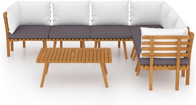 Patio Lounge Set with Cushions,Patio Furniture Sets,Patio Conversation Sets,Outdoor Furniture Sets,for Garden,Backyard,Outdoor,7 Piece Solid Acacia Wood