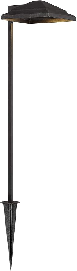 John Timberland Basset 23" High Modern Outdoor Landscape Path Light Porch House Exterior Outside LED Bulb Weatherproof Textured Black Finish Aluminum Metal Shade Front Door Patio Garage Home