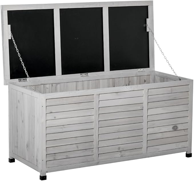 Sturdy Outdoor Deck Box for Patio Storage – Weather-Resistant Wooden Storage Container with Ventilation Gap and Smooth Finish