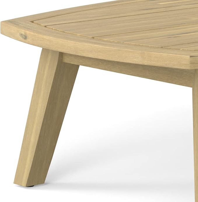 SIMPLIHOME Parkside SOLID ACACIA WOOD 70 inch Wide Rectangle Contemporary 4 Piece Outdoor Conversation Set in Natural for the Living Room
