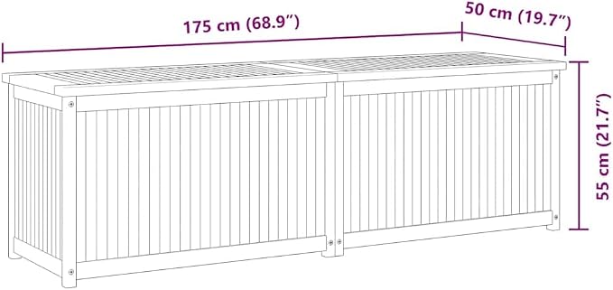 Teak Wood Outdoor Storage Box with Weather Resistant Design 68.9 x 19.7 x 21.7 Inches for Patio Garden and Deck