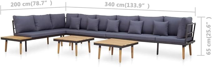 Patio Lounge Set with Cushions,Outdoor Tables and Chairs,Outdoor Furniture Sets,Patio Conversation Sets,for Garden,Deck,Backyard,8 Piece Solid Acacia Wood