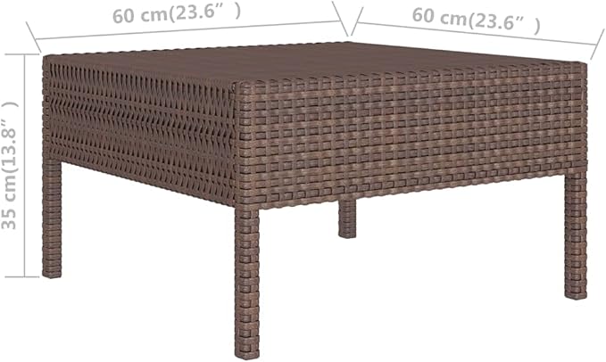 vidaXL Patio Furniture Set 3 Piece, Patio Conversation Set with Cushions, Outdoor Sectional Sofa with Coffee Table for Garden, Poly Rattan Brown