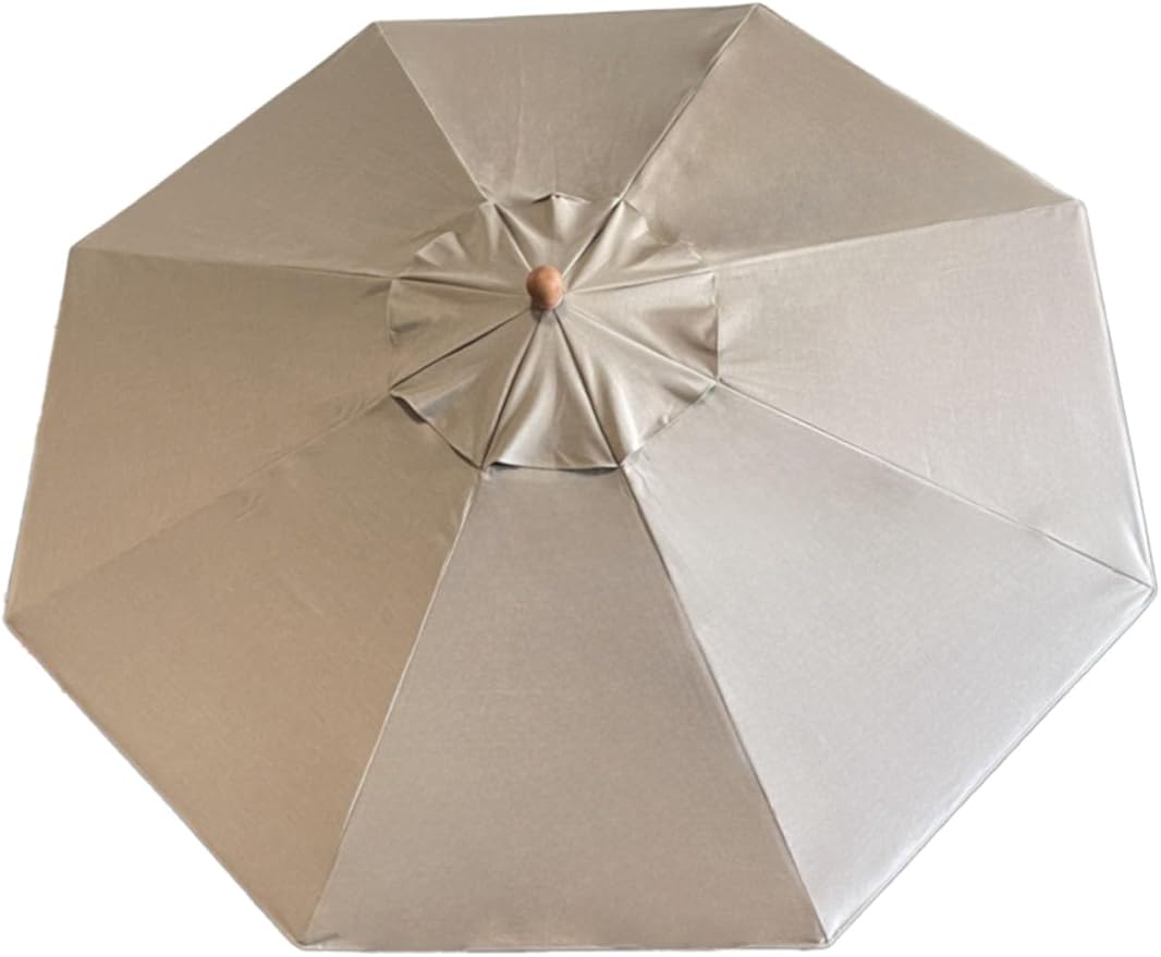 9' Octagonal Wooden Market Umbrella with Pulley System, Wood Frame, Maple Handle, Acrylic Canopy, UV Blocking, Patio Use