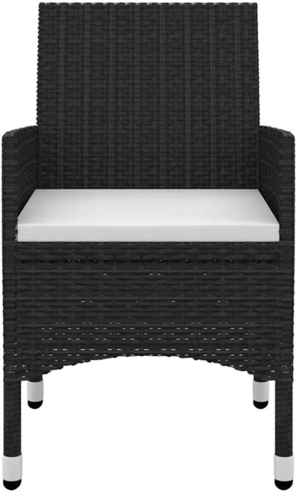 Afuera Living Contemporary 5-Piece Patio Dining Set, Powder-Coated Steel and PE Rattan, Black Finish, Glass Tabletop, Weather-Resistant Outdoor Furniture for Garden, Balcony, or Terrace Dining Spaces
