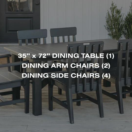 Breeo X Series 7pc Dining Table - 35"x72" Dining Table 6, 2 Arm Chairs, & 2 Side Chairs - Outdoor Patio Furniture Set - Weather-Proof Patio Sets for Outdoor, Backyard, Outside - Brazilian Walnut