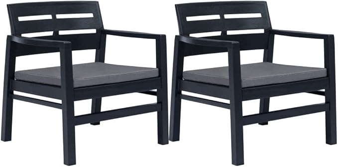 Patio Lounge Set with Cushions,Outdoor Tables and Chairs,Outdoor Furniture Sets,Patio Conversation Sets,for Garden,Deck,Backyard,3 Piece Plastic Anthracite
