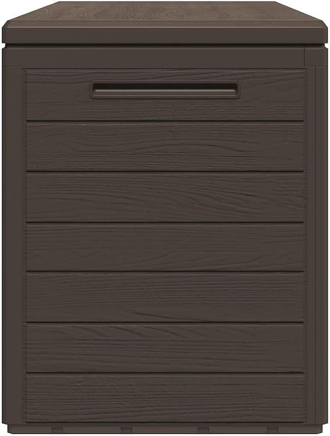 Brown Polypropylene Storage Box 45.7x17.3x21.7 in Large 76.4 Gallon Deck Box Outdoor Storage Container for Garden Patio Poolside