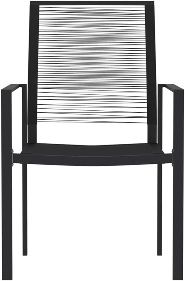 BOWERY HILL 5-Piece Powder-Coated Steel/Glass/PVC Dining Set, Black Finish, Square Table with 4 Chairs, Water-Resistant Modern Outdoor Furniture for Patio, Garden, or Balcony
