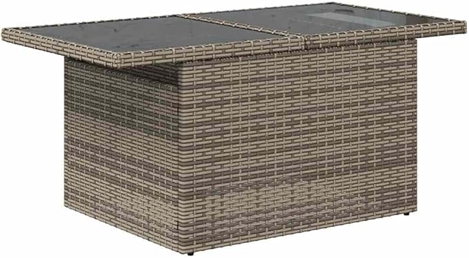 vidaXL Patio Sofa Set with Cushions 7 Piece, Conversation Set with Table and Sectional Sofas, Outdoor Seat for Garden, Modern, Gray Poly Rattan