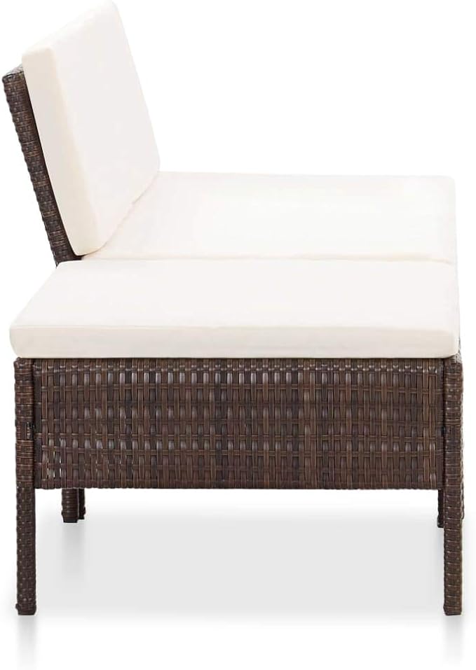 Patio Lounge Set with Cushions,Outdoor Furniture,Outdoor Furniture Sets,Patio Conversation Sets,for Garden,Deck,Backyard,3 Piece Poly Rattan Brown