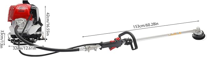2In1 Backpack Brush Cutter 4Stroke Gas Trimmer Grass Weed Wacker Lawn Mower with Water Pump/Goggles Single Cylinder Gasoline Air-Cooled Strong Stability for Parks Lawns Pastures Weed (8500Rpm 750W)