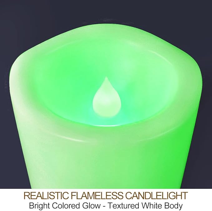 4-Pack Multicolor 3x6 Outdoor LED Pillar Candles with Timer and Remote - IP64 Waterproof Color Changing LED Pillar Candles - Battery Operated Flickering Flameless Candle Unscented