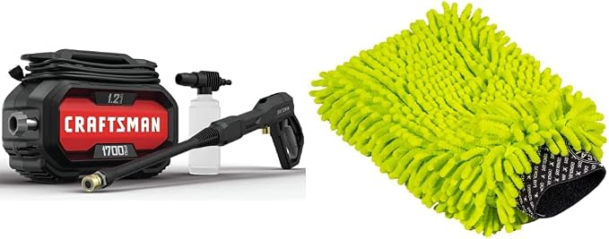 Craftsman Electric Pressure Washer (CMEPW1700) and Chemical Guys Chenille Premium Scratch-Free Microfiber Wash Mitt