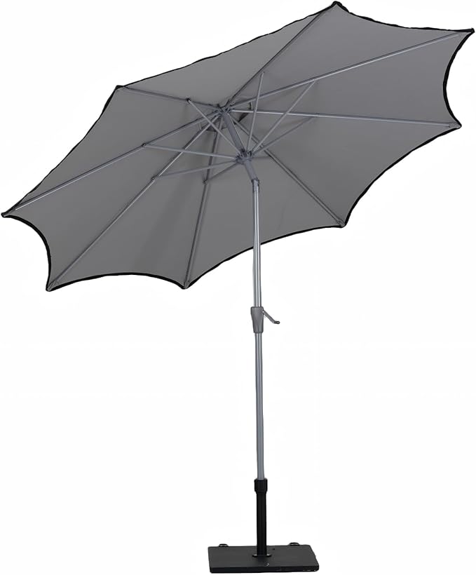 Tempera Patio Umbrellas Arc Edge Outdoor Table Market Umbrellas with Crank & Pust Button Tilt|Auto-Tilt, 8 Steel Ribs, High Color-Fastness Canopy