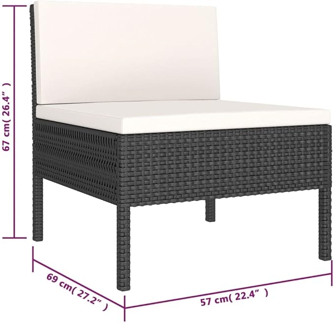 Patio Lounge Set with Cushions,Outdoor Patio Furniture,Outdoor Chat Conversation Set,Garden Furniture Sets,for Patio,Backyard,Garden,Outdoor,6 Piece Poly Rattan Black