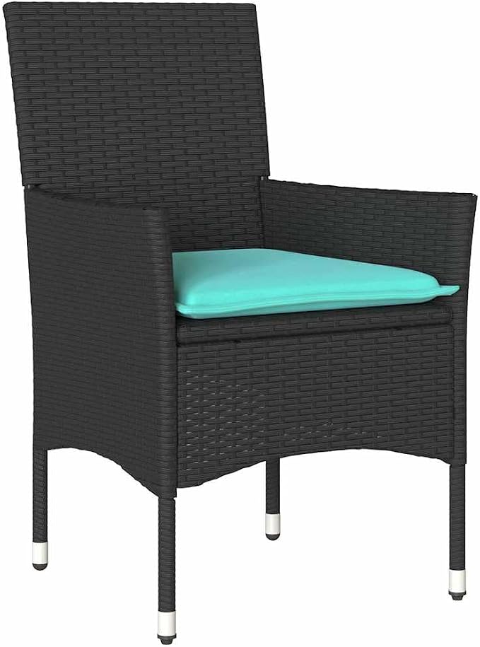 7-Piece Outdoor Dining Set with PE Rattan Chairs and Tempered Glass Table, Modern Garden Patio Furniture, Black, 6-Seater Table and Chair Combo