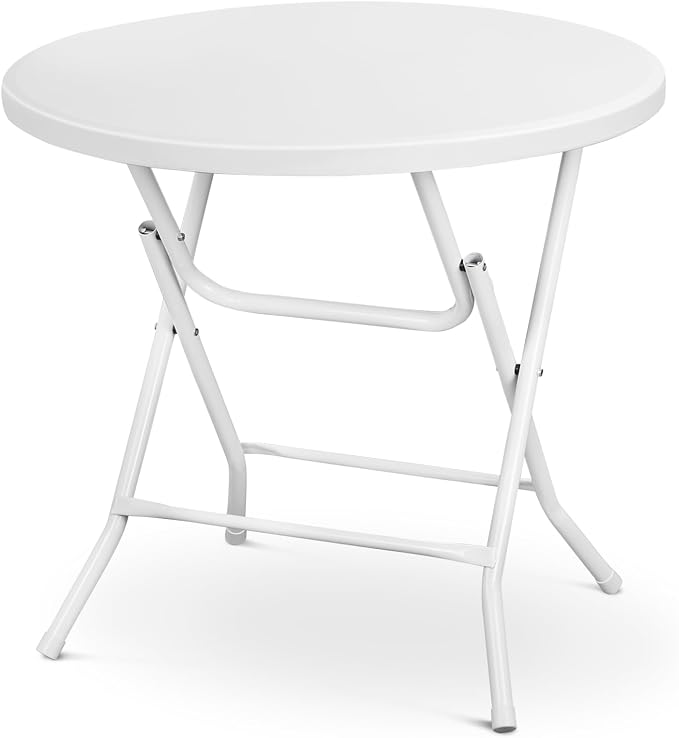 31" Round Folding Commercial Banquet Table Foldable Plastic Card Outdoor Utility Tables for Party Wedding Event, White