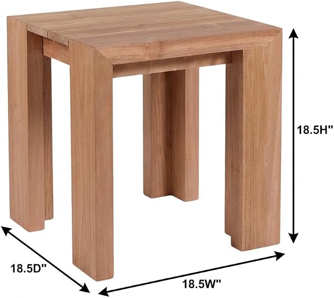 Green Teak Outdoor End Table, Weather-Resistant Finish, Sturdy Construction, Contemporary Design, Perfect for Patio and Garden