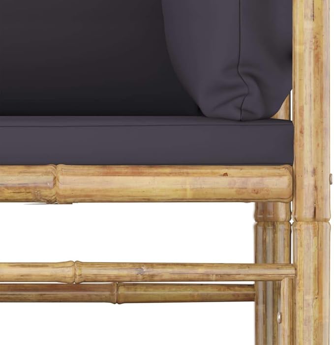Patio Furniture Sets,Outdoor loveseat,Patio Conversation Sets,5 Piece Patio Lounge Set with Dark Gray Cushions BambooSuitable for Patio, Garden, Gazebo Low