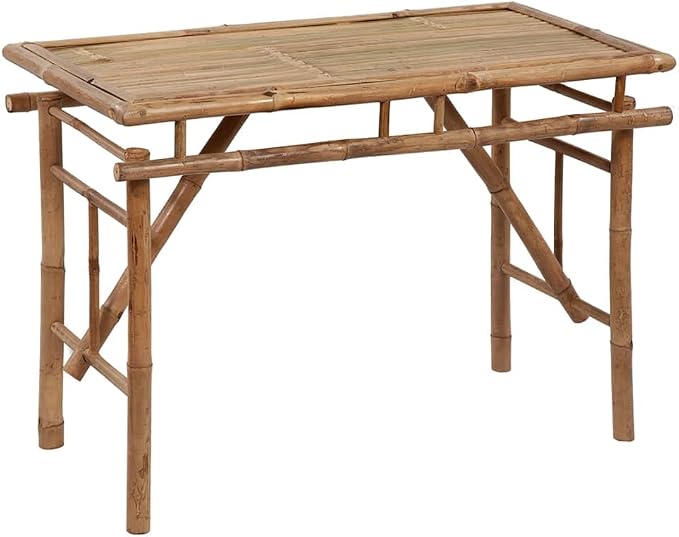 Folding Bamboo Patio Table, 45.3" x 19.7" x 29.5", Brown, for Indoor and Outdoor Use