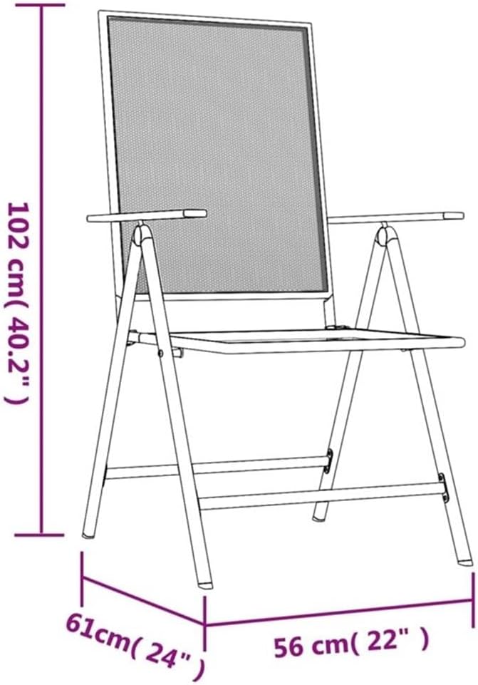 Afuera Living Steel 7-Piece Patio Dining Set, Anthracite Gray Finish, Adjustable Reclining Chairs, Foldable Design, Powder-Coated Rust-Resistant Outdoor Garden or Terrace Table and Chairs Set for 6