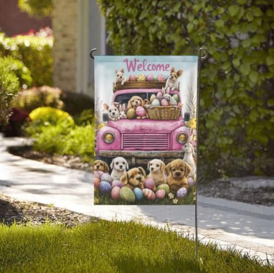 Truck Animals Garden Flag 12x18 Inch Double Sided All-Weather Polyester Outdoor Flag For Patio Lawn Yard And Garden Welcome Decor