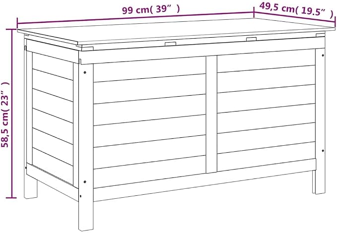 Garden Storage Box White Solid Fir Wood 39 x 19.5 x 23 in Outdoor Furniture Organizer with Slatted Bottom and Flap Closure for Patio Balcony Backyard