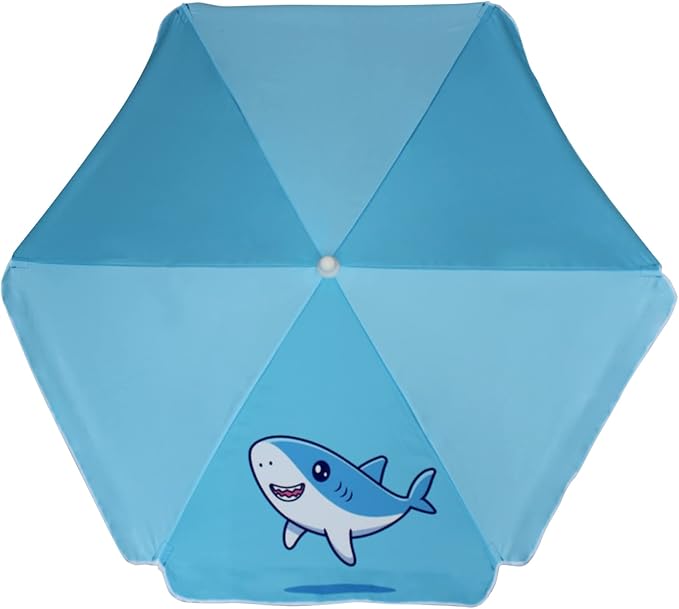 AMMSUN 47 Inch Seaside Beach Umbrella for Sand Box Water Table Kids Durable Umbrellas for children Picnic Beach Camping Garden Outdoor Play Shade (47inch Blue/Shark)