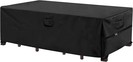 WOMACO Heavy Duty Patio Table Cover, Waterproof Outdoor Furniture Cover (Black, Rectangle - 75" x 47" x 24")