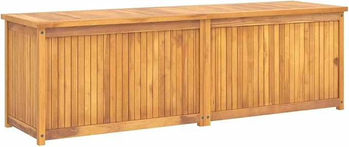 Outdoor Garden Storage Box, Large Patio Deck Box for Cushions and Tools, Solid Teak Wood, 68.9 in x 19.7 in x 21.7 in, Brown Rectangular Organizer for Backyard, Garden, and Balcony