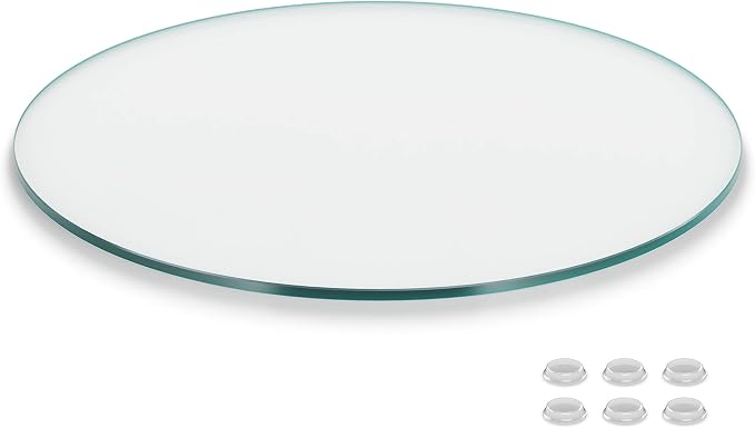 The Better Bevel 16 inch Round Glass Table Top - Clear Tempered Glass Surface Protector - Safe Flat Polished Edge - Coffee, Dining and End Table