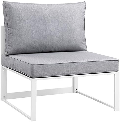 Modway Fortuna 6-Piece Aluminum Outdoor Patio Sectional Sofa Set in White Gray