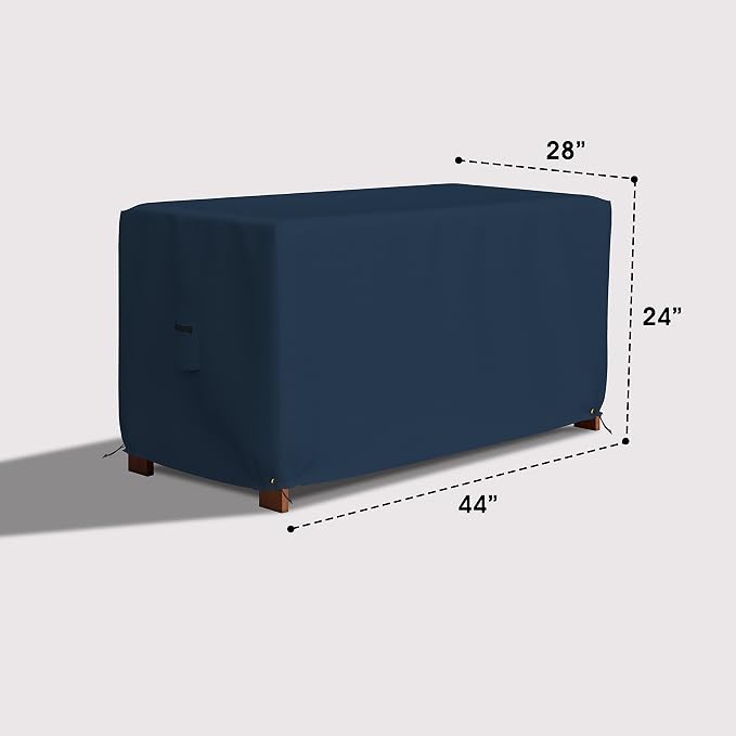 Covers & All Patio Deck Box Cover - Heavy Duty 12 Oz Waterproof Outdoor Yard Cushion Storage Box Protection 100% Weather Resistant with Air Pockets and Drawstring. (44”W X 28”D x 24”H, Blue)