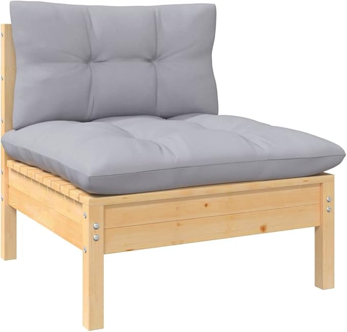 Patio Furniture Sets,Outdoor loveseat,Patio Conversation Sets,11 Piece Patio Lounge Set with Gray Cushions Solid PinewoodSuitable for Patio, Garden, Gazebo Low