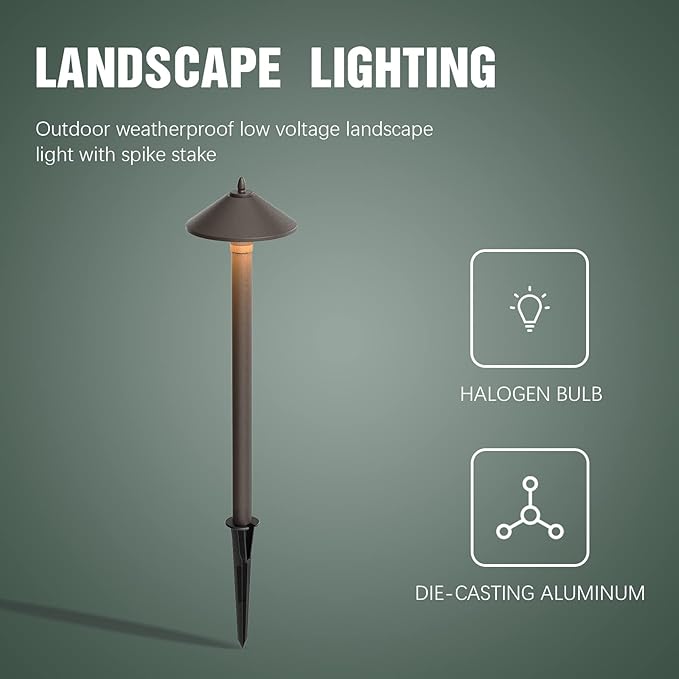 Outdoor Lights Landscape Lighting Night Light 10 Watt Pro Style Light Decorative Pathway Landscape LightsLow Voltage Pro Path Yard Lights for Garden Landscape Path Pathway Lights Lawn Lamp, Aged Brass