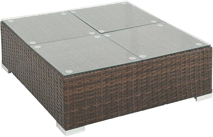 vidaXL Patio Furniture Set 6 Piece, Patio Conversation Set with Cushions, Outdoor Sectional Sofa with Table for Garden, Scandinavian, Poly Rattan Brown