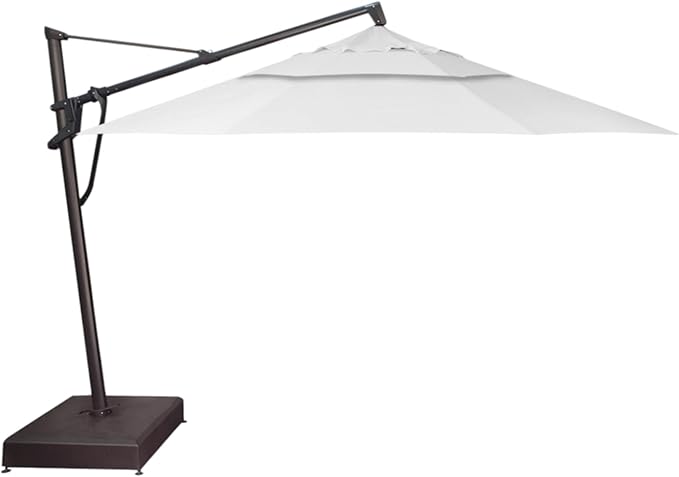 Treasure Garden AKZ PLUS Cantilever Umbrella 13' Sunbrella Natural Canopy and Black Frame with Stationary Base