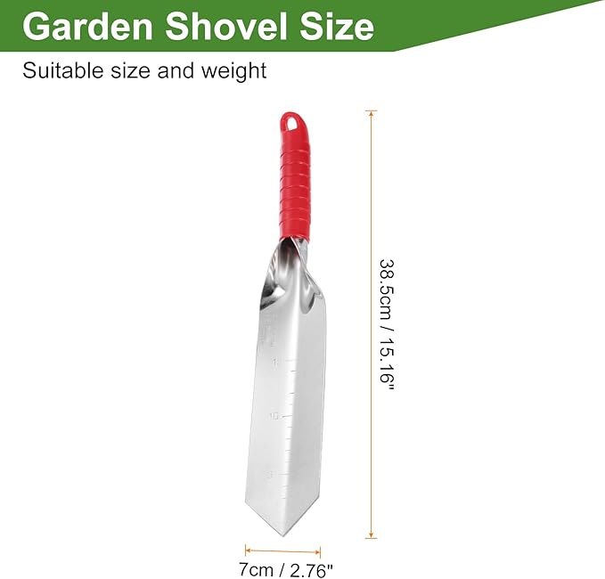 HARFINGTON Garden Hand Shovel 15.2 x 2.7 Stainless Steel Trowel Garden Tool for Digging Planting Transplanting, Red