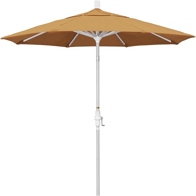 California Umbrella 7.5' Rd. Aluminum Patio Umbrella, Crank Lift, Collar Tilt, White