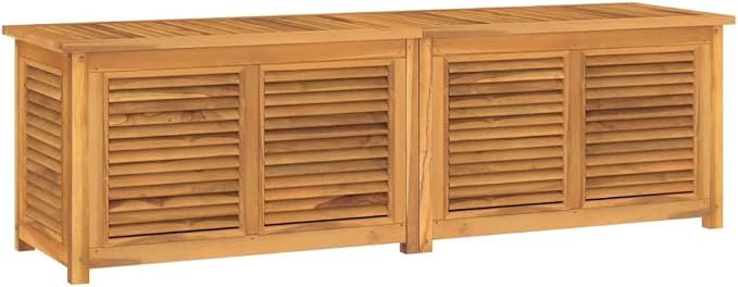 Deck Box Indoor Outdoor Storage Container Furniture with Bag, Patio Storage Box Bin Organizer for Garden Tools, 68.9"x19.7"x20.9" Solid Wood Teak